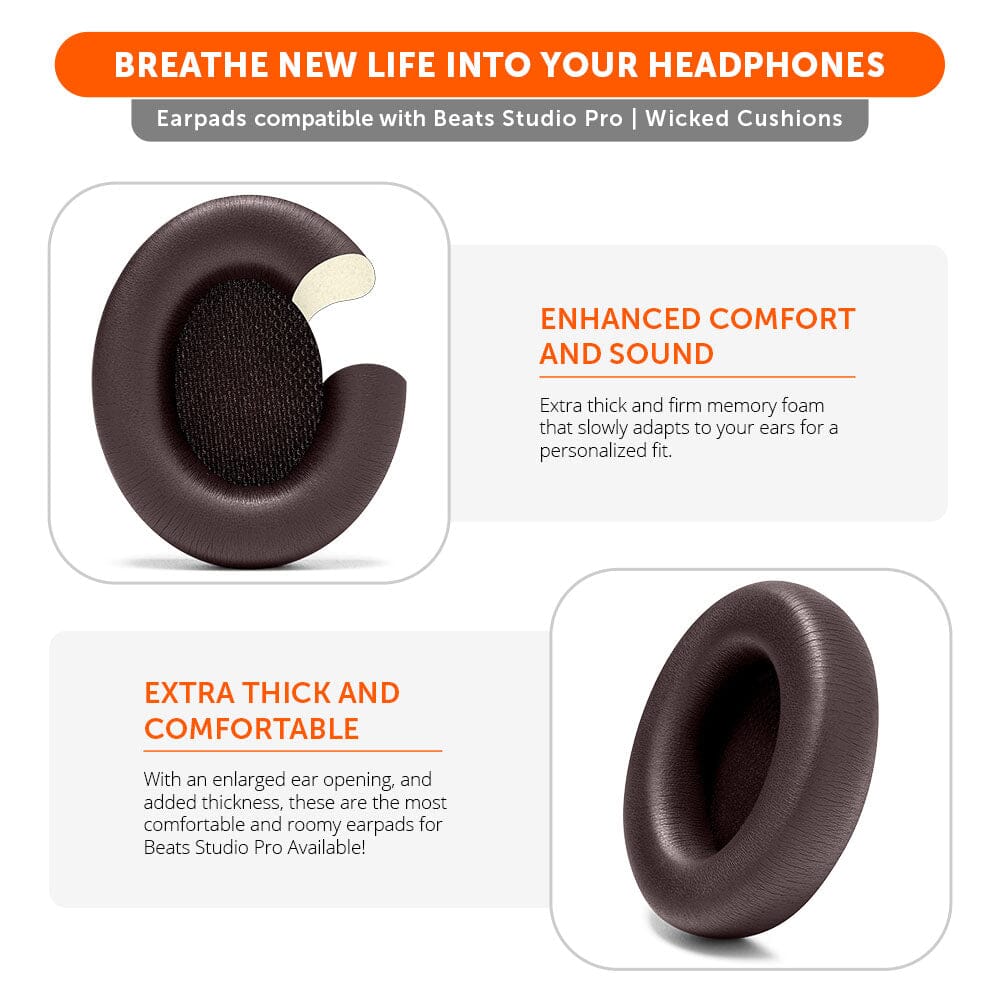Beats Studio Pro Replacement Ear Pads Thick Memory Foam Earpads by Wicked Cushions