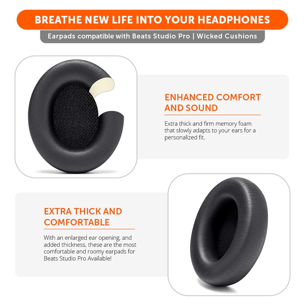 Beats Studio Pro Replacement Ear Pads Thick Memory Foam Earpads by Wicked Cushions
