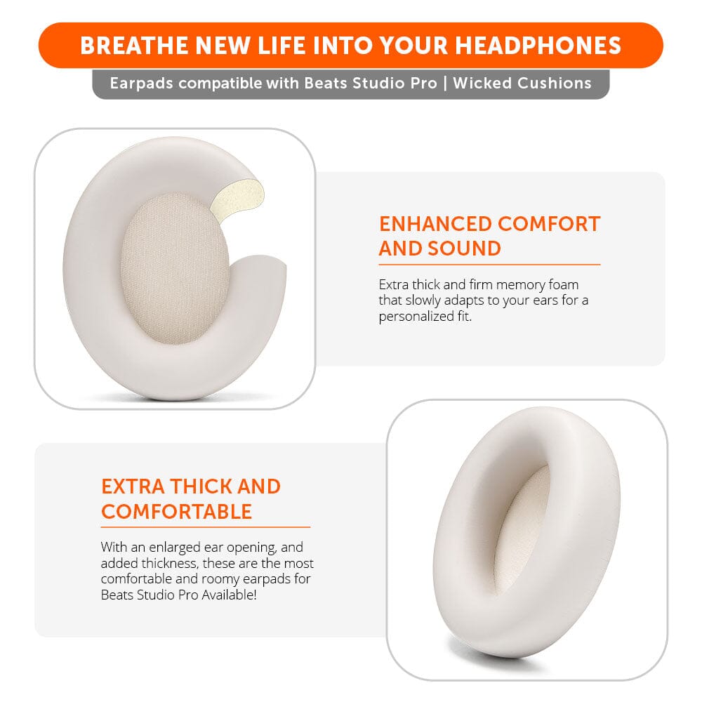 Beats Studio Pro Replacement Ear Pads Thick Memory Foam Earpads by Wicked Cushions