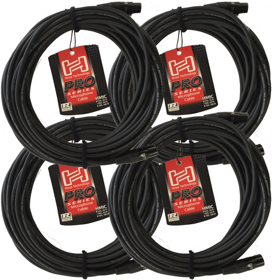 4 Pack Hosa Pro HMIC-050 Microphone Cable (50 Feet) , REAN XLR3F to XLR3M, 50 ft Black NEW