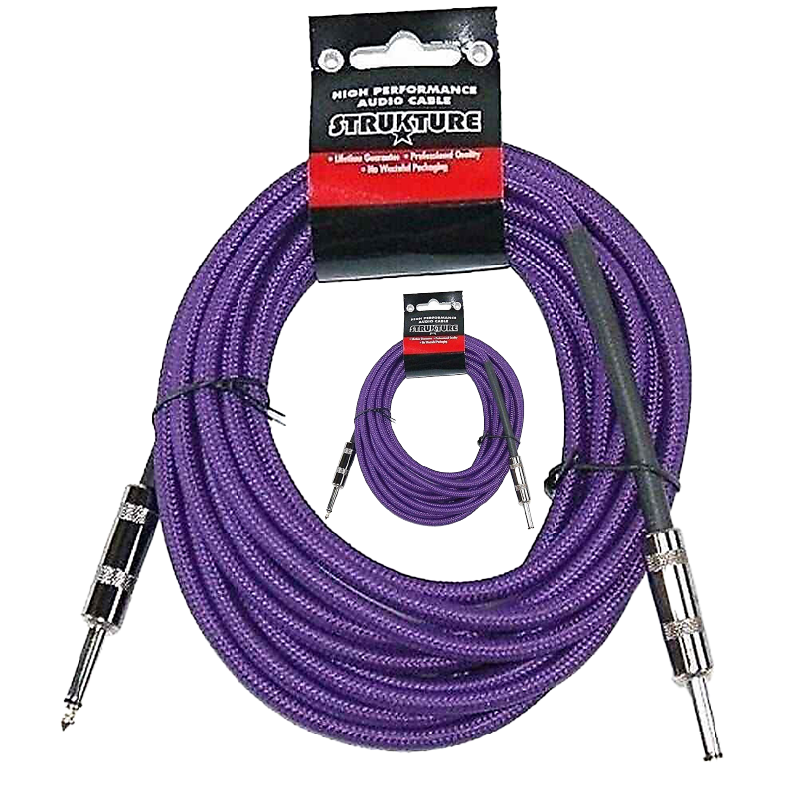 Strukture SC186PP 18.5 FT Purple Woven Instrument Guitar Cable Cord Patch Effect Tip 1/4 -New