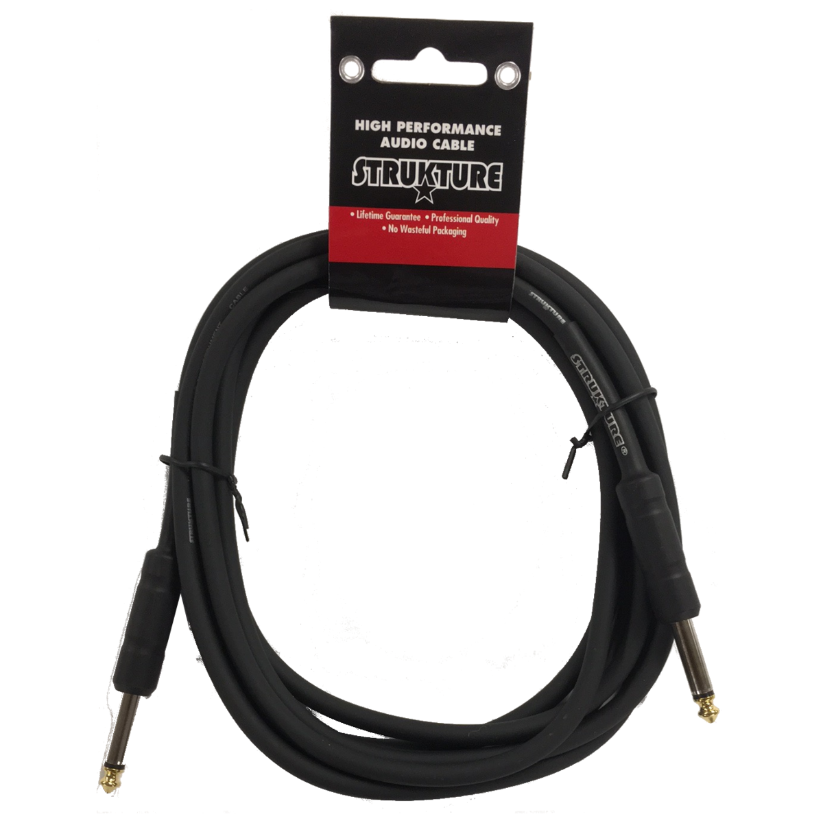 6 PACK Black Strukture 10ft Instrument Cable 6MM Rubber SC10R Lifetime Warranty!