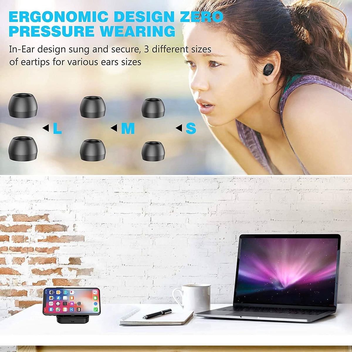 Bluetooth 5.0 Wireless Earbuds 2000mAh Charging Case Stereo Headphones