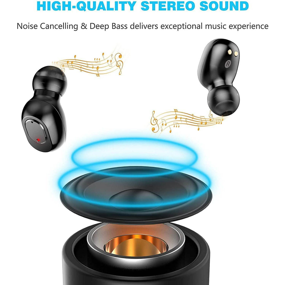 Bluetooth 5.0 Wireless Earbuds 2000mAh Charging Case Stereo Headphones