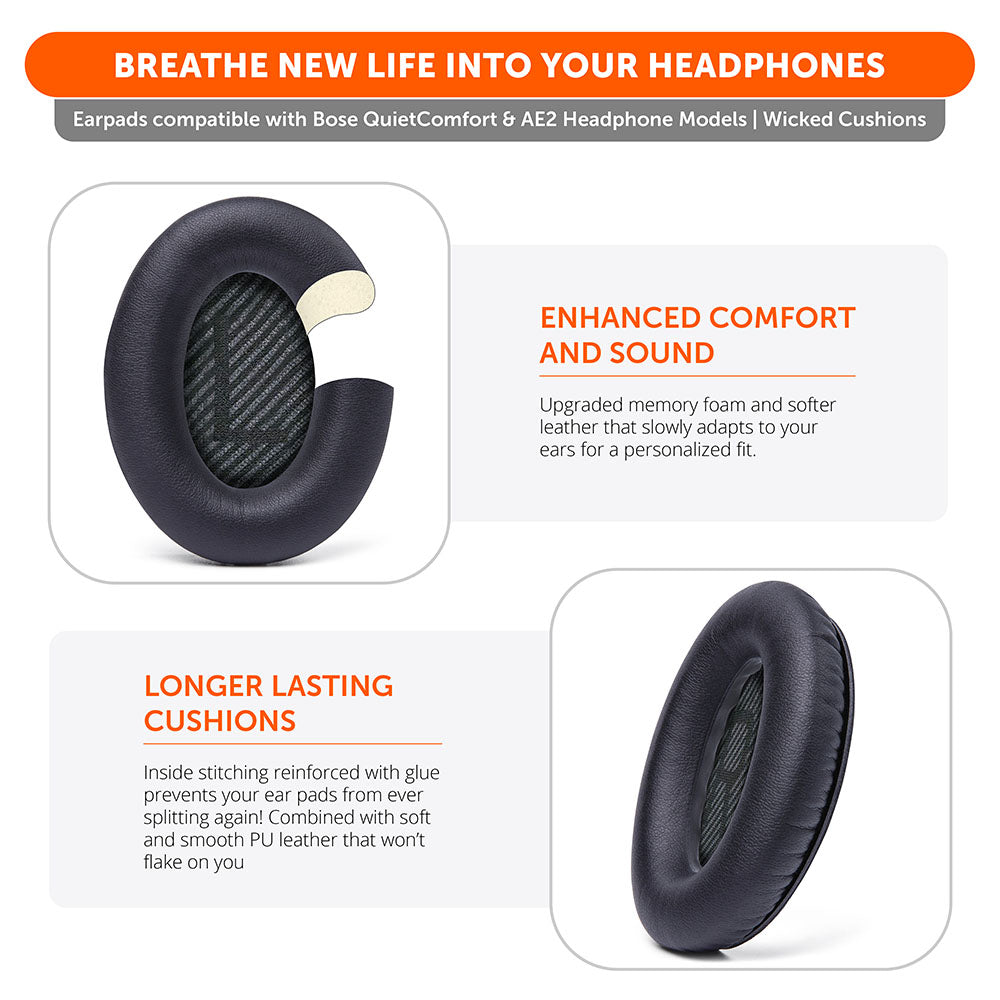 Bose QC35 Replacement Ear Pads Soft PU Leather Memory Foam Wicked Cushions