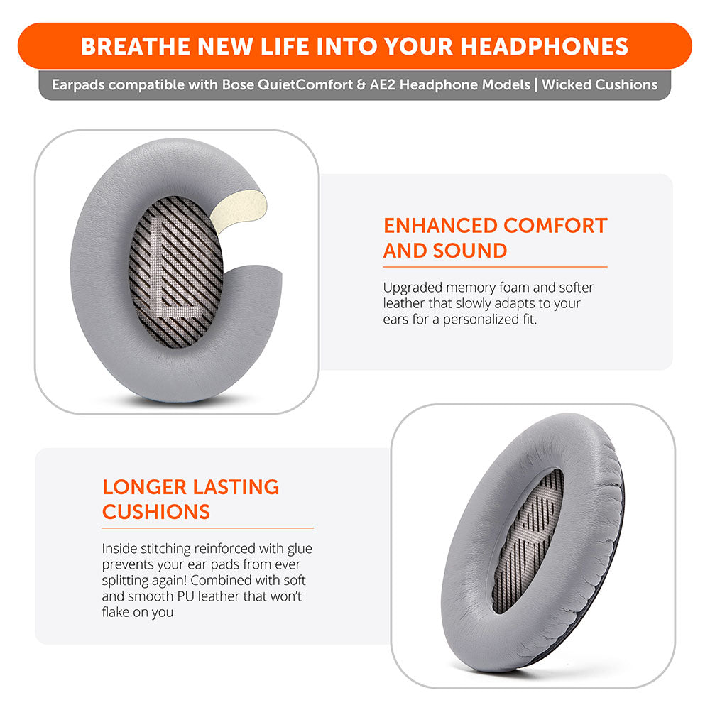 Bose QC35 Replacement Ear Pads Soft PU Leather Memory Foam Wicked Cushions
