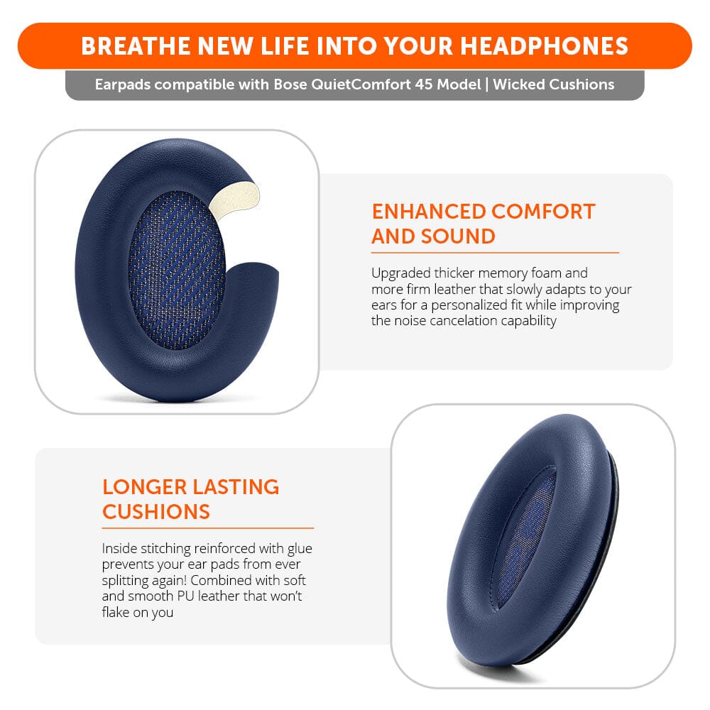 Bose QC45 Replacement Extra Thick Ear Pads Wicked Cushions