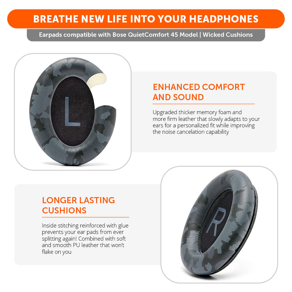 Bose QC45 Replacement Extra Thick Ear Pads Wicked Cushions