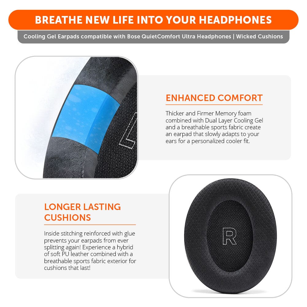 Bose QuietComfort Ultra Cooling Gel Replacement Earpads WC FreeZe QC Ultra
