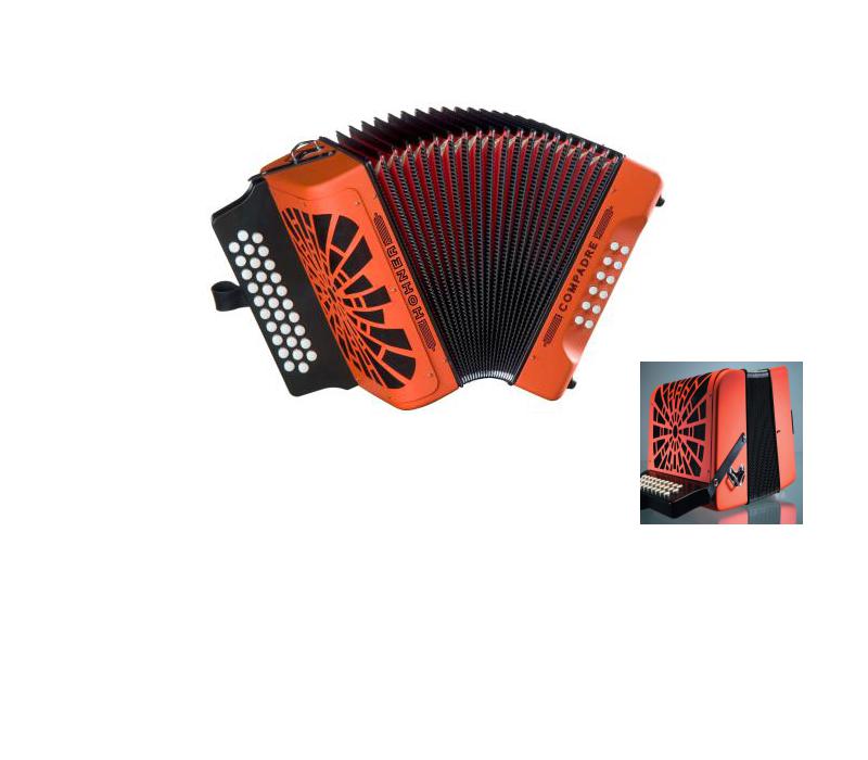 Hohner Compadre Diatonic Accordion - Keys of F/Bb/Eb - Orange-NEW