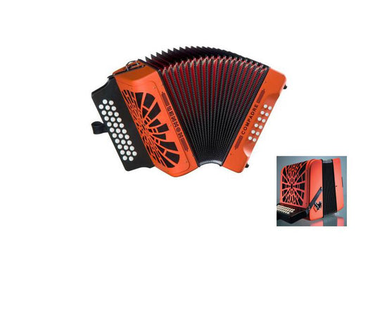 Hohner Compadre Diatonic Accordion - Keys of F/Bb/Eb - Orange-NEW