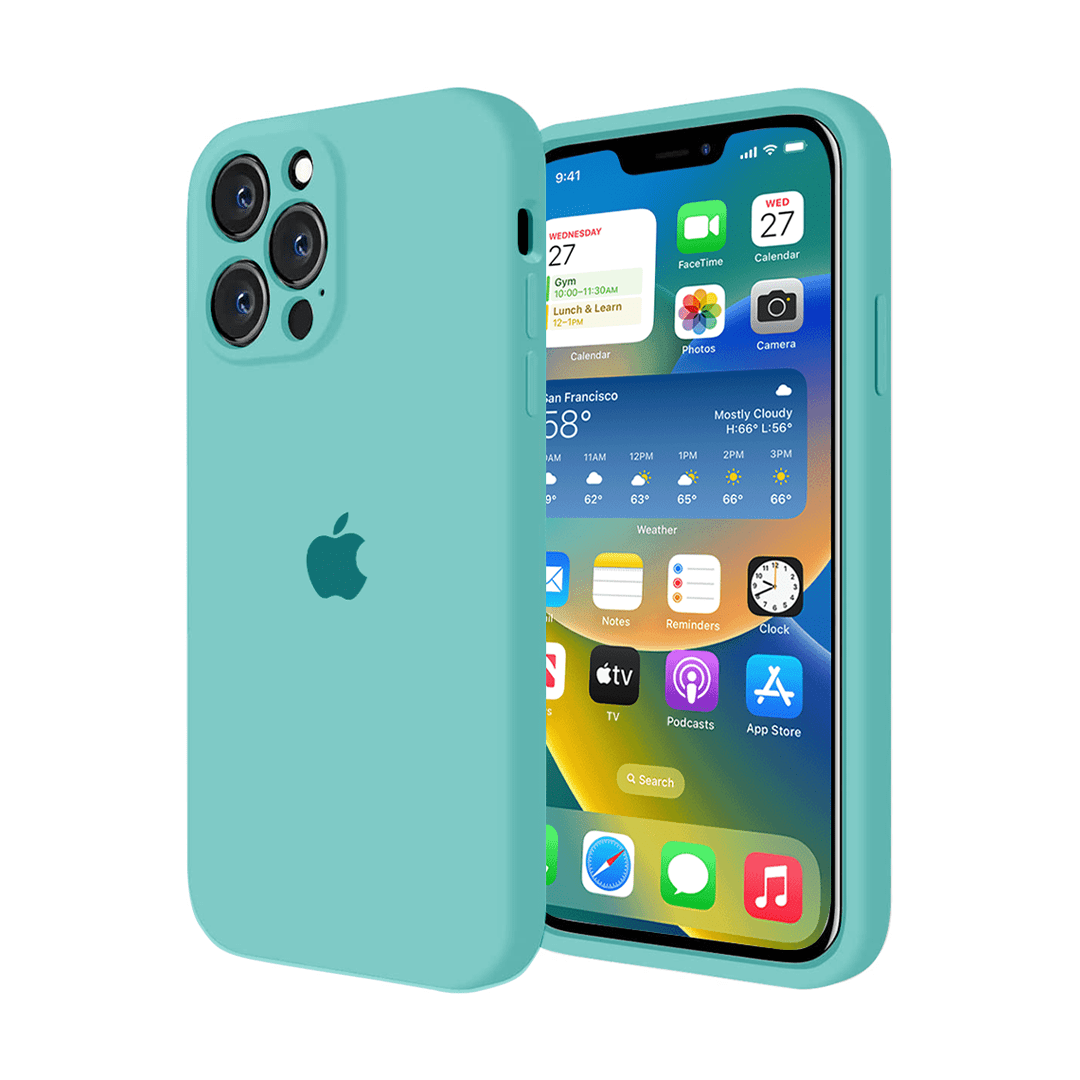 iPhone Camera Protection Silicone Case Ice Sea Blue Protective Phone Cover