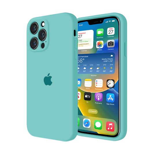 iPhone Camera Protection Silicone Case Ice Sea Blue Protective Phone Cover