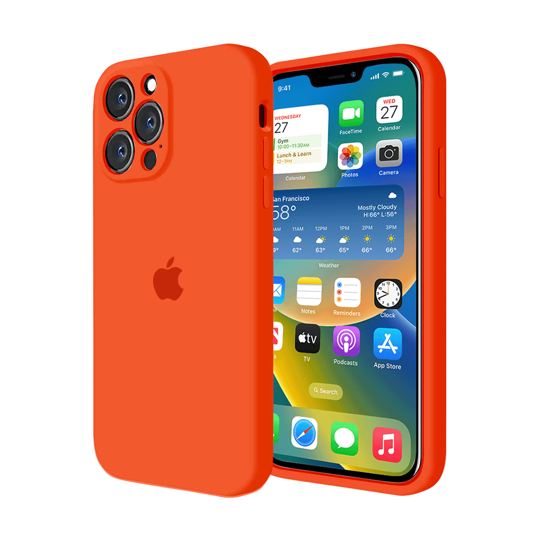 iPhone Camera Protection Orange Silicone Case Apple
