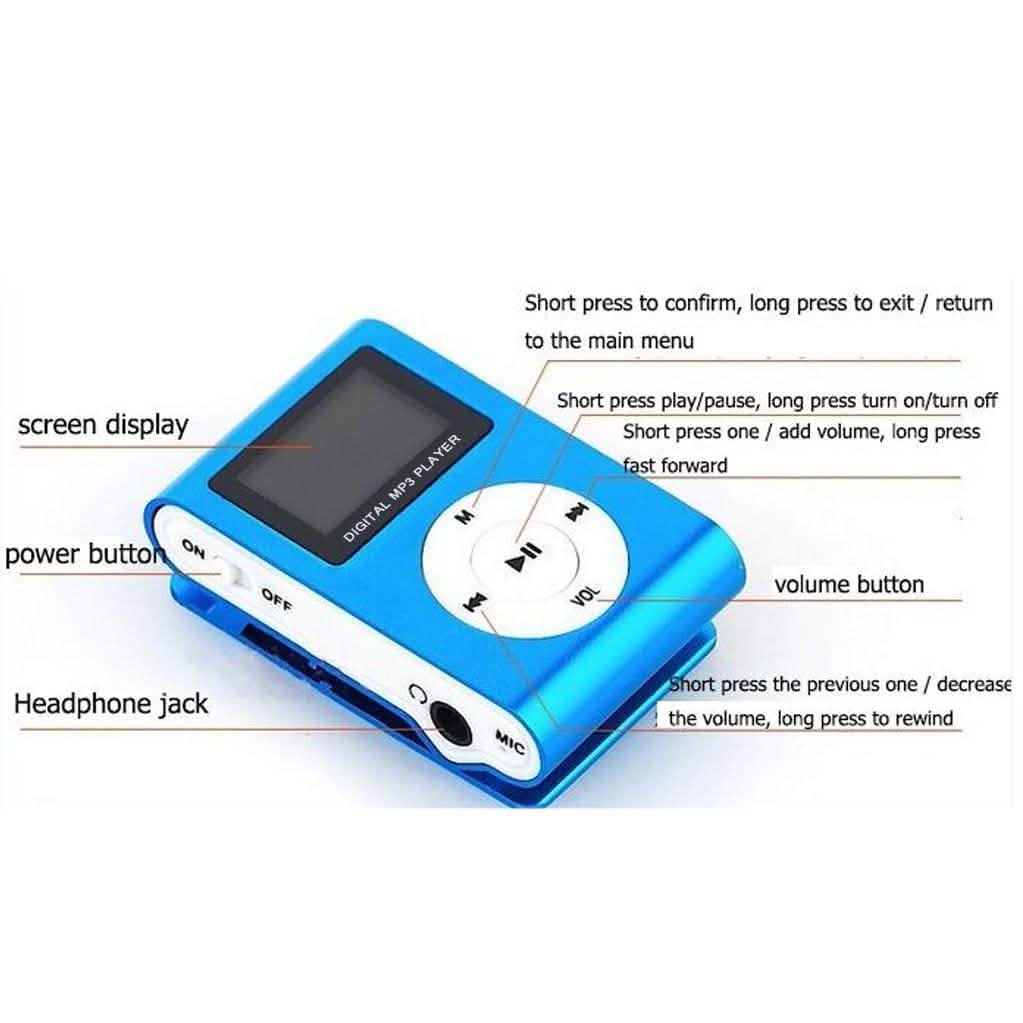 Mini Clip-On MP3 & FM Music Player with MicroSD Support