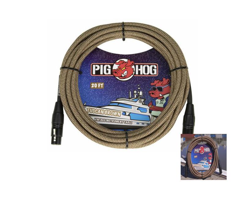 New - PIG HOG PHM20TBR "TUSCAN BROWN" WOVEN MIC CABLE, 20FT XLR