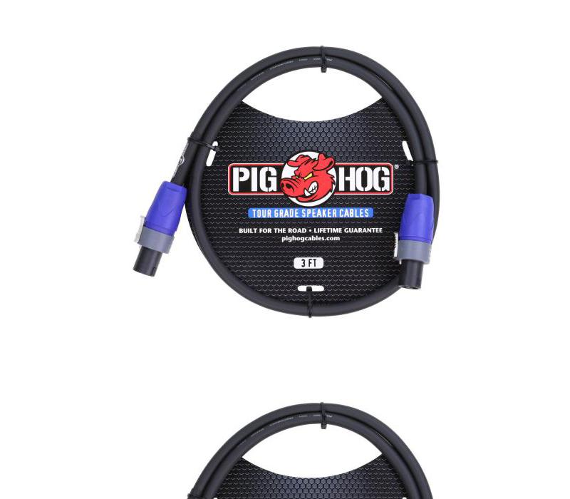 New - PIG HOG PHSC3SPK SPEAKER CABLE, 3FT (14 GAUGE WIRE), SPEAKON TO SPEAKON