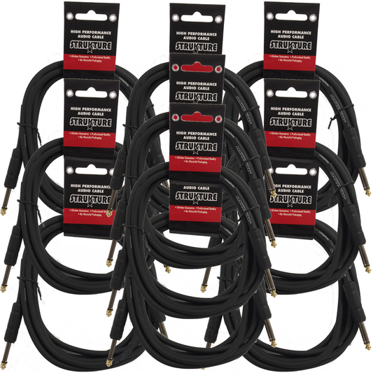 10 PACK Black Strukture 6ft Instrument Cable Thick ABS sleeve SC06 Lifetime Warranty!