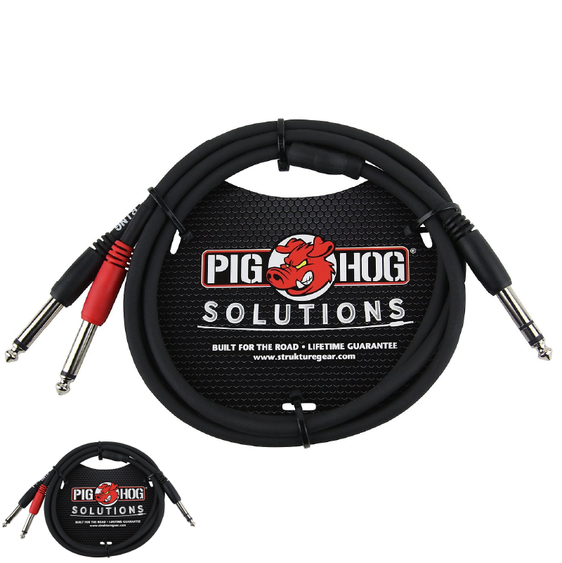 Pig Hog 3ft Insert Cable1/4" TRS Stereo Male to Dual 1/4" Mono Male PYIC03