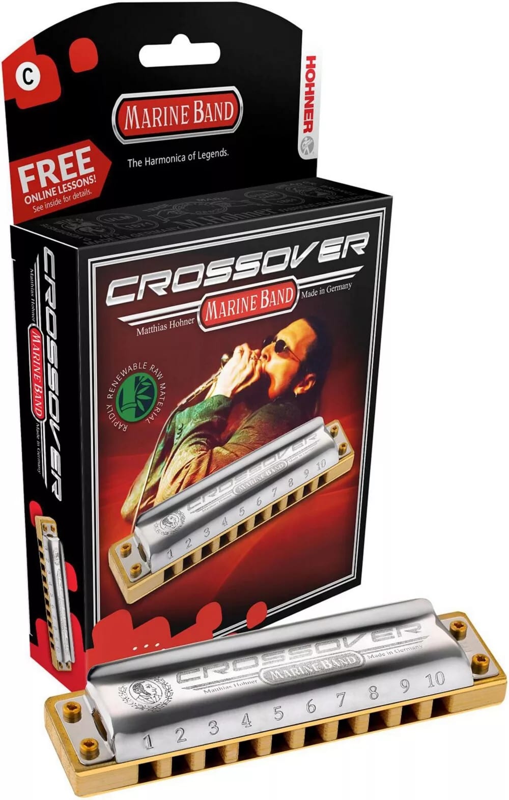 Hohner Marine Band Crossover Harmonica - Key of D - New