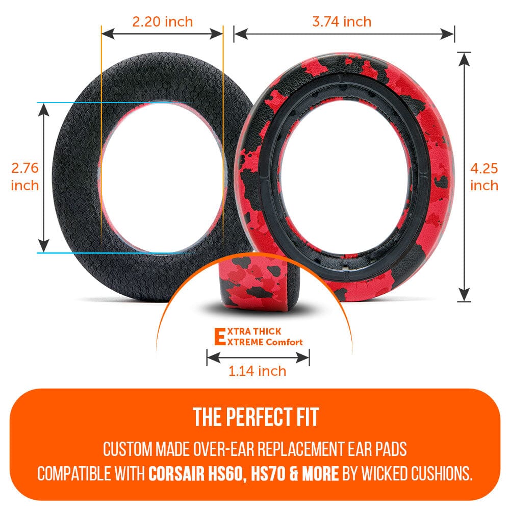 WC FreeZe Cooling Gel Dual Layer Earpads for Corsair HS50 HS60 HS70 Headsets