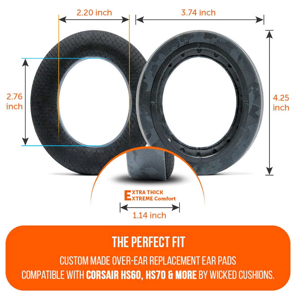 WC FreeZe Cooling Gel Dual Layer Earpads for Corsair HS50 HS60 HS70 Headsets