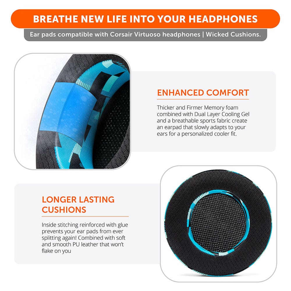WC FreeZe Cooling Gel Earpads Corsair Virtuoso Headphones