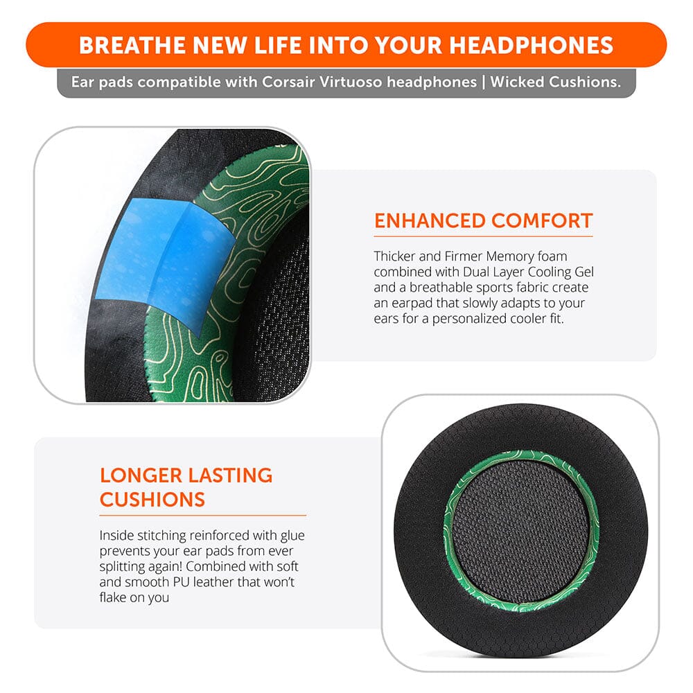 WC FreeZe Cooling Gel Earpads Corsair Virtuoso Headphones
