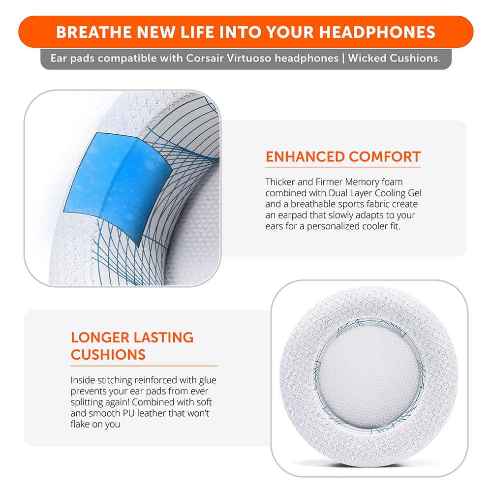 WC FreeZe Cooling Gel Earpads Corsair Virtuoso Headphones