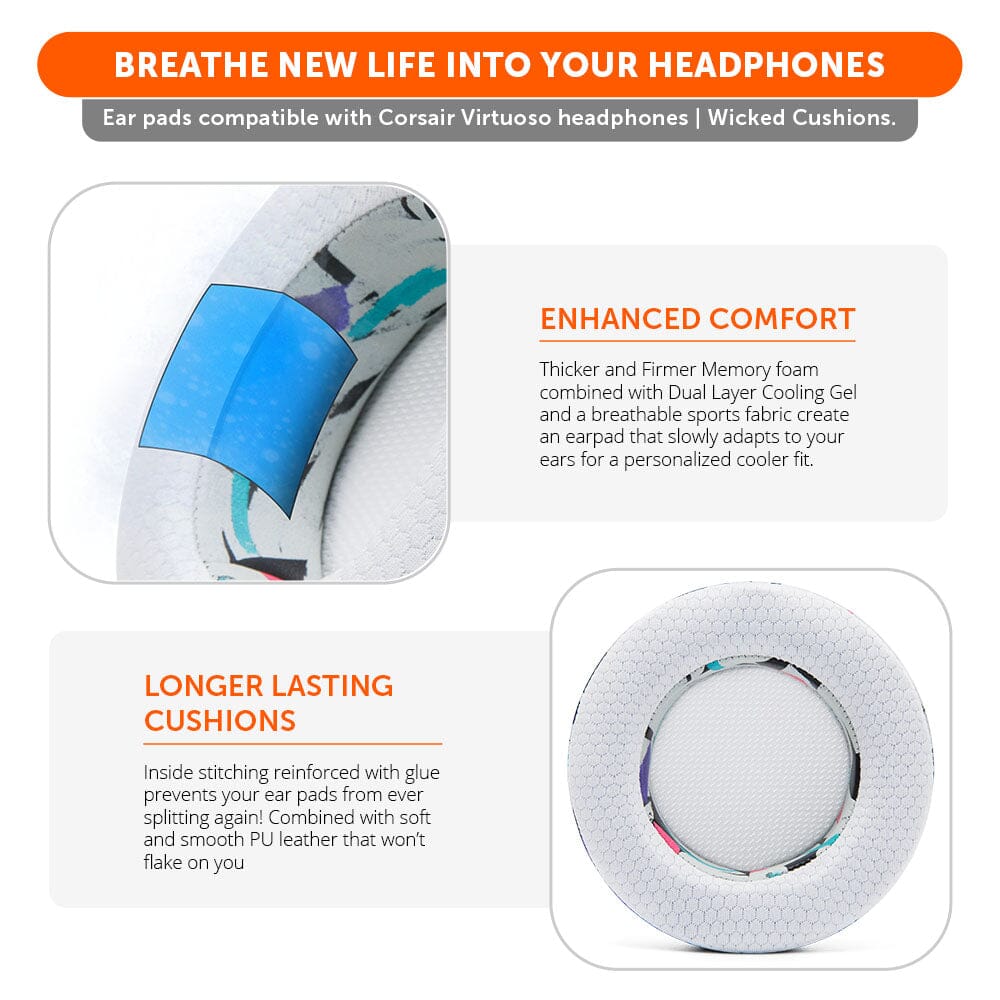 WC FreeZe Cooling Gel Earpads Corsair Virtuoso Headphones