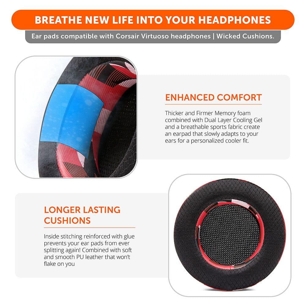 WC FreeZe Cooling Gel Earpads Corsair Virtuoso Headphones