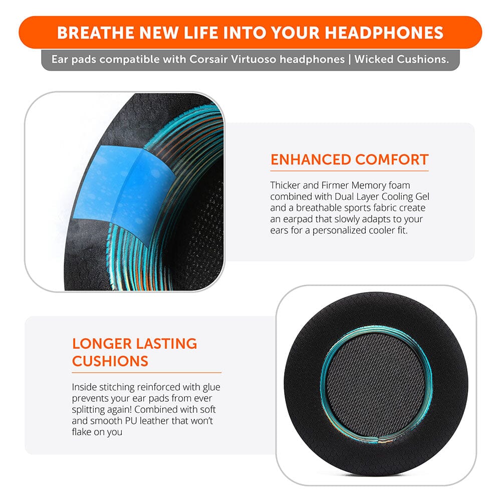 WC FreeZe Cooling Gel Earpads Corsair Virtuoso Headphones