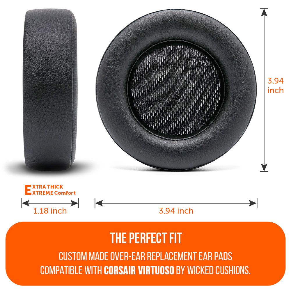 Upgraded PU Leather Ear Pads Replacement for Corsair Virtuoso Headset Wicked Cushions