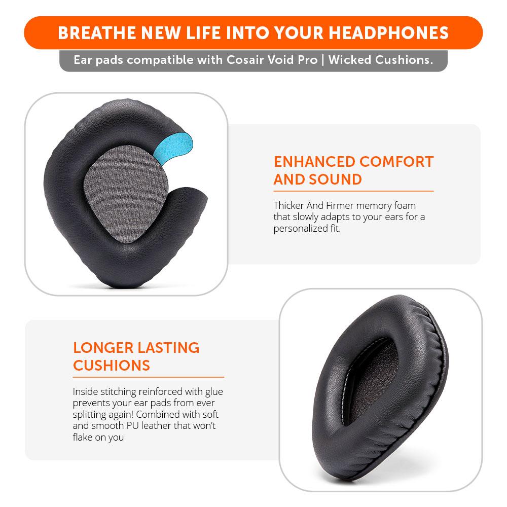 Corsair Void Pro Replacement Earpads Thick Memory Foam Ear Pads Wicked Cushions