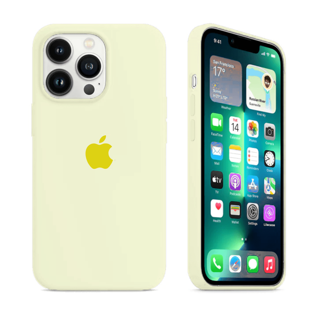 iPhone Silicone Case Creamy Yellow Full Body Protective Phone Back Cover