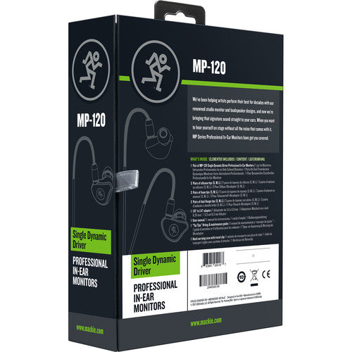 Mackie MP-120 Single Dynamic Driver Professional In-ear Monitors-NEW