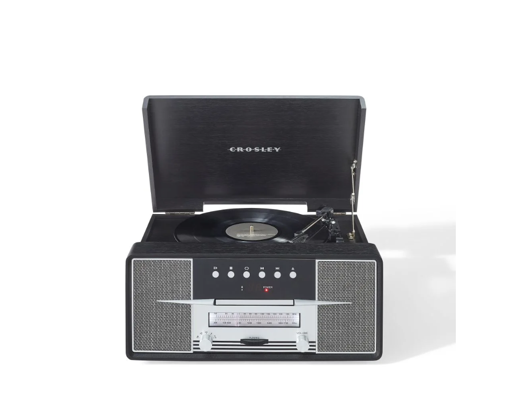 Crosley CR7016A Rhapsody 3-Speed Turntable AM/FM Radio CD Player - Black -NEW