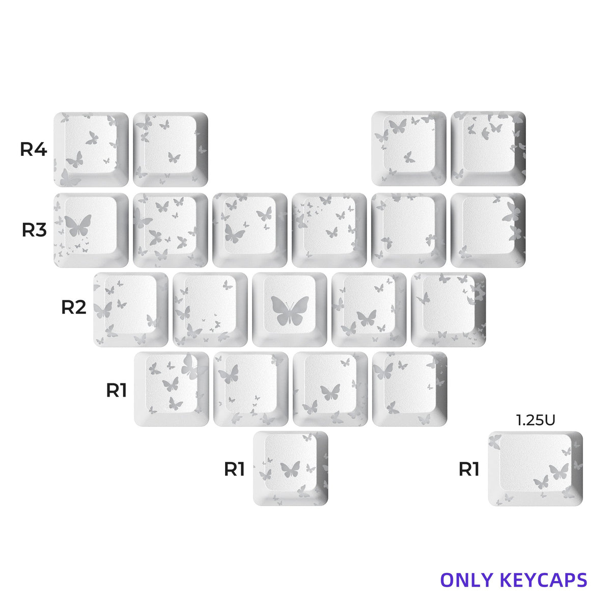 FlutterBloom Heart Layout 21-Key Artisan Keycap Set XVX