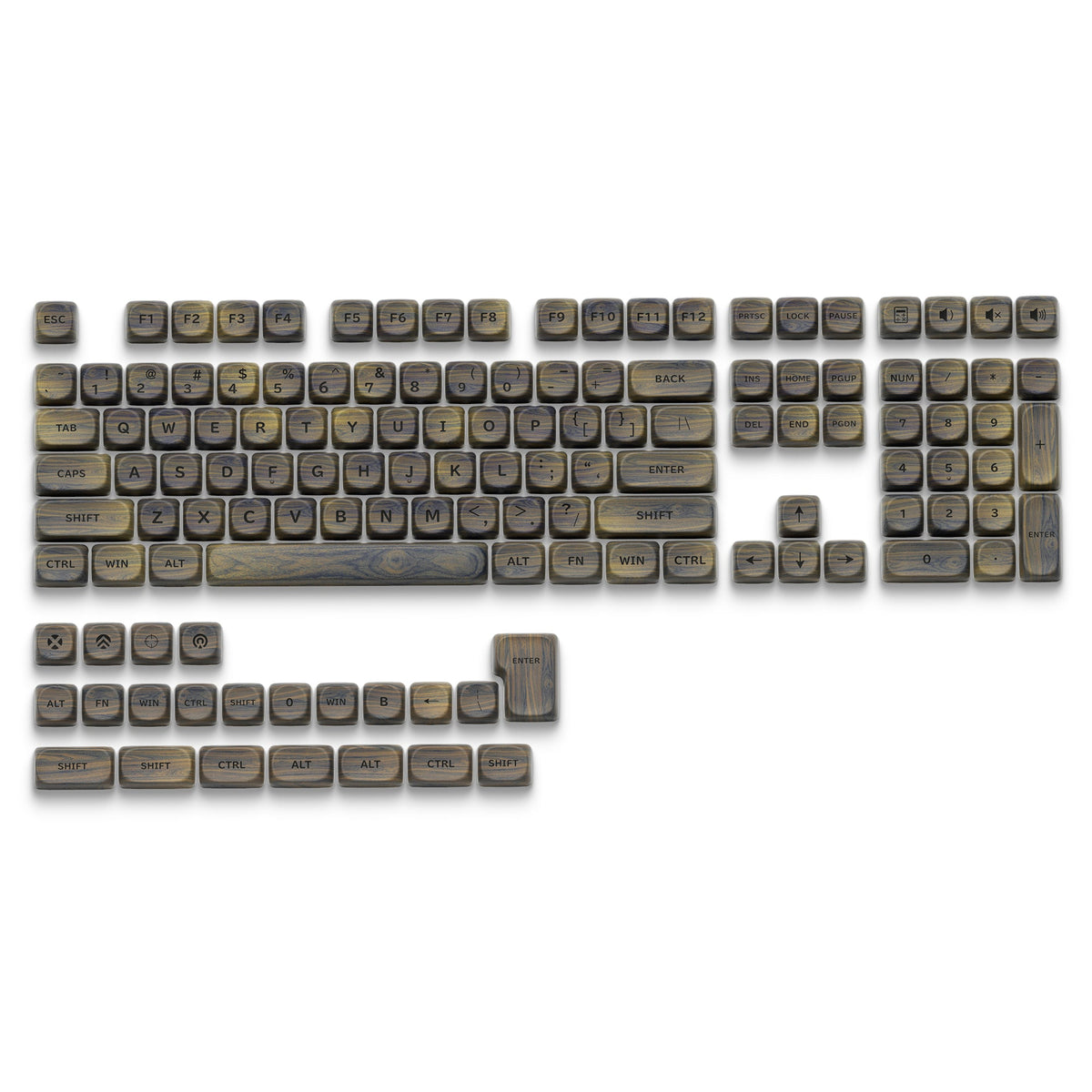 Walnut Texture MOA Profile Dye-Sublimation PBT 130-Key Keycap Set XVX