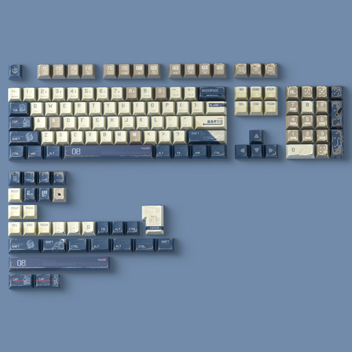 Damaged Mecha Cherry Profile 143-Key Keycaps Full Set XVX
