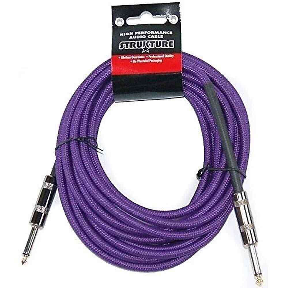 Strukture SC186PP 18.5 FT Purple Woven Instrument Guitar Cable Cord Patch Effect Tip 1/4 -New