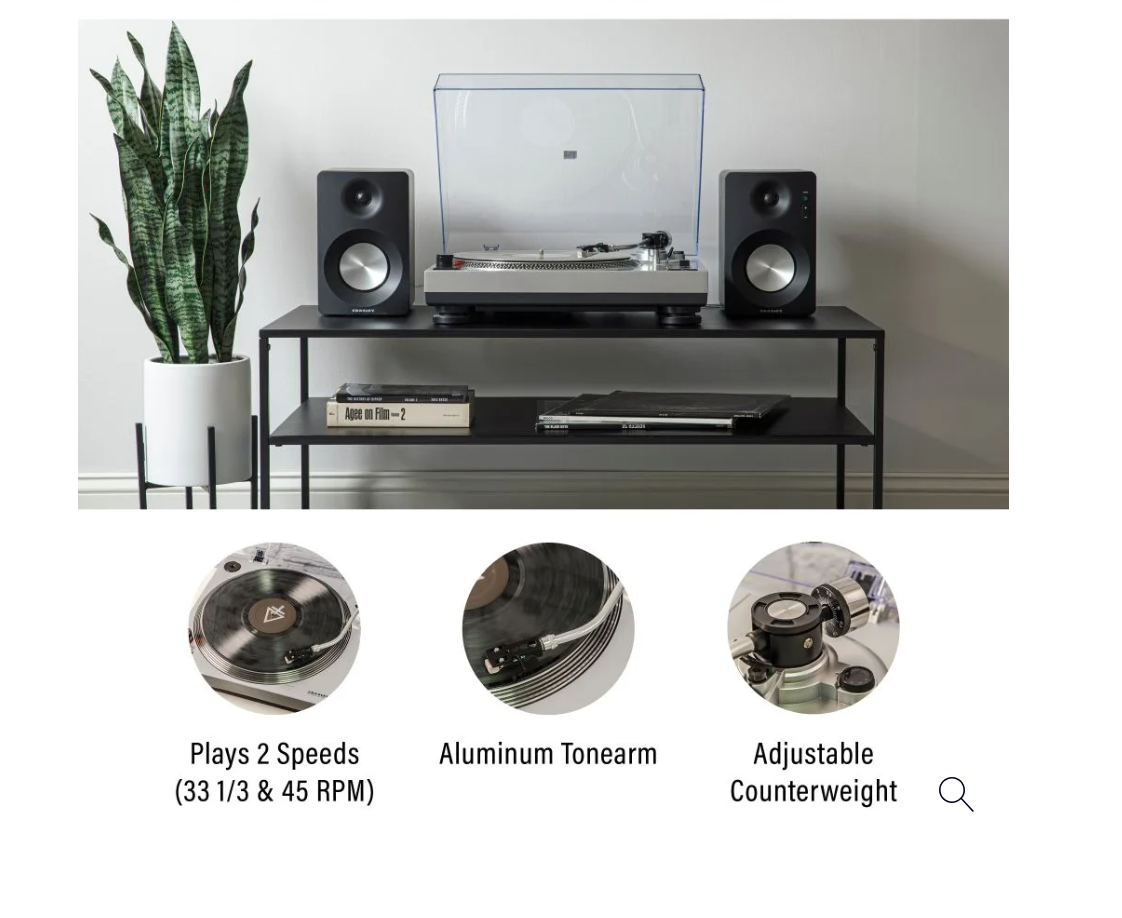Crosley C100 2-Speed Pro Series Turntable Record Player - Silver-NEW