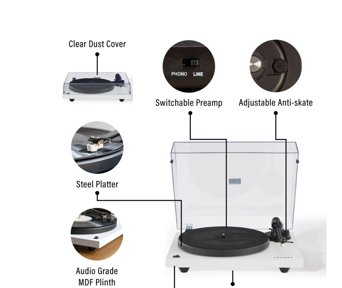 Crosley KT6101-WA K-Series Bluetooth Turntable System - White-NEW