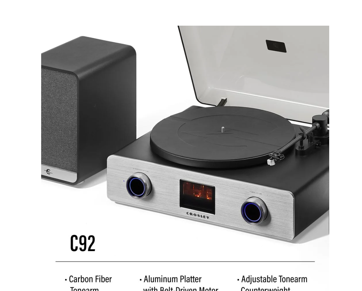 Crosley C92A-BK C92 2-Speed Bluetooth Record Player With Speakers - Black