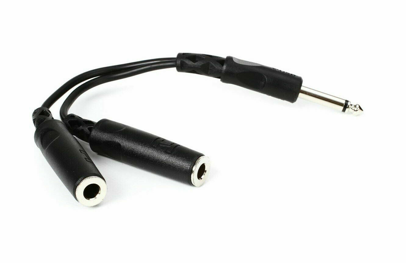 NEW - Hosa 1/4" TS Mono Male to Dual 1/4" TSF Cable Adapter Splitter YPP-111