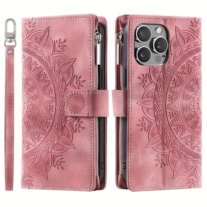 Stylish Vegan Leather Wallet Lanyard Phone Case