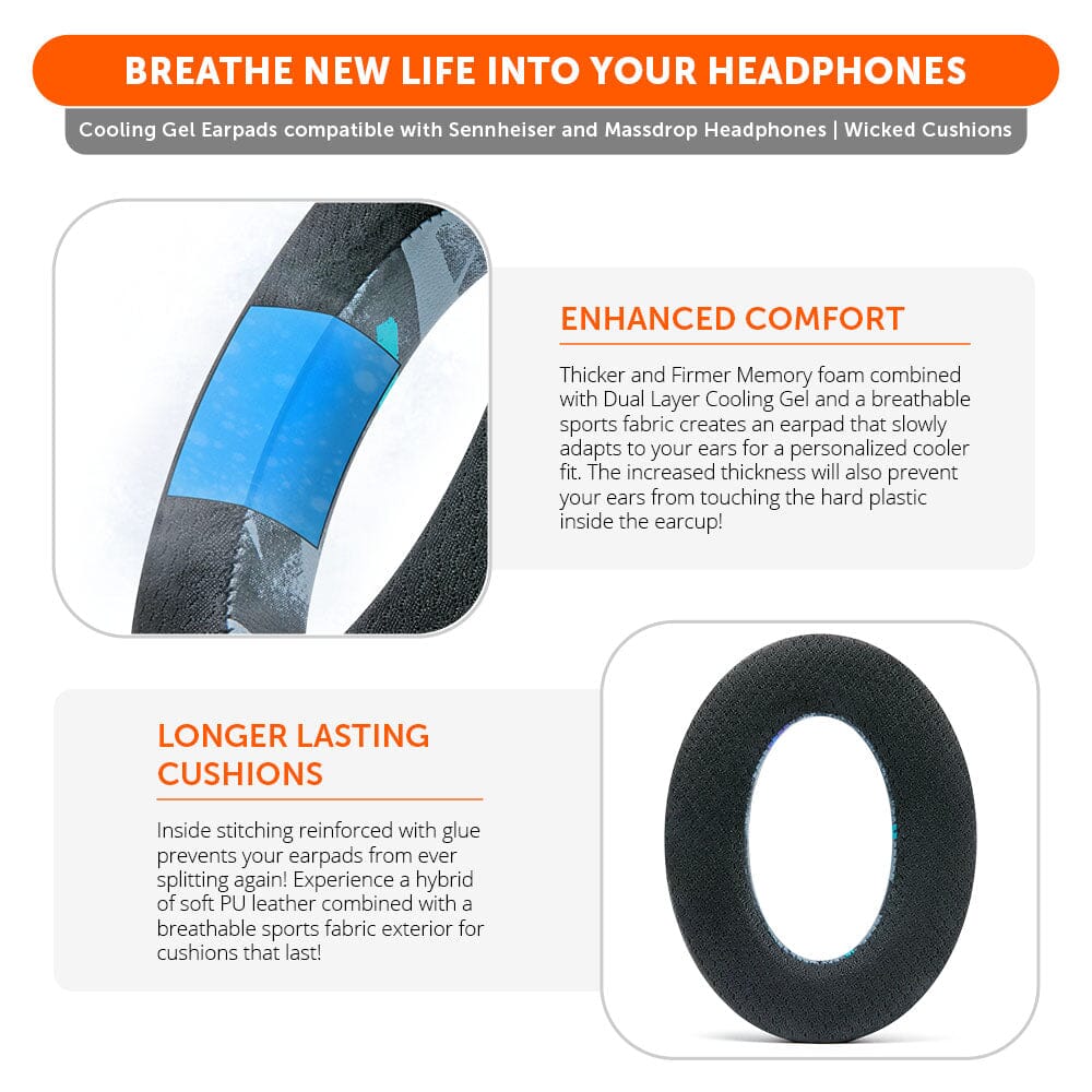 WC FreeZe Cooling Gel Earpads for Sennheiser PC38X & More