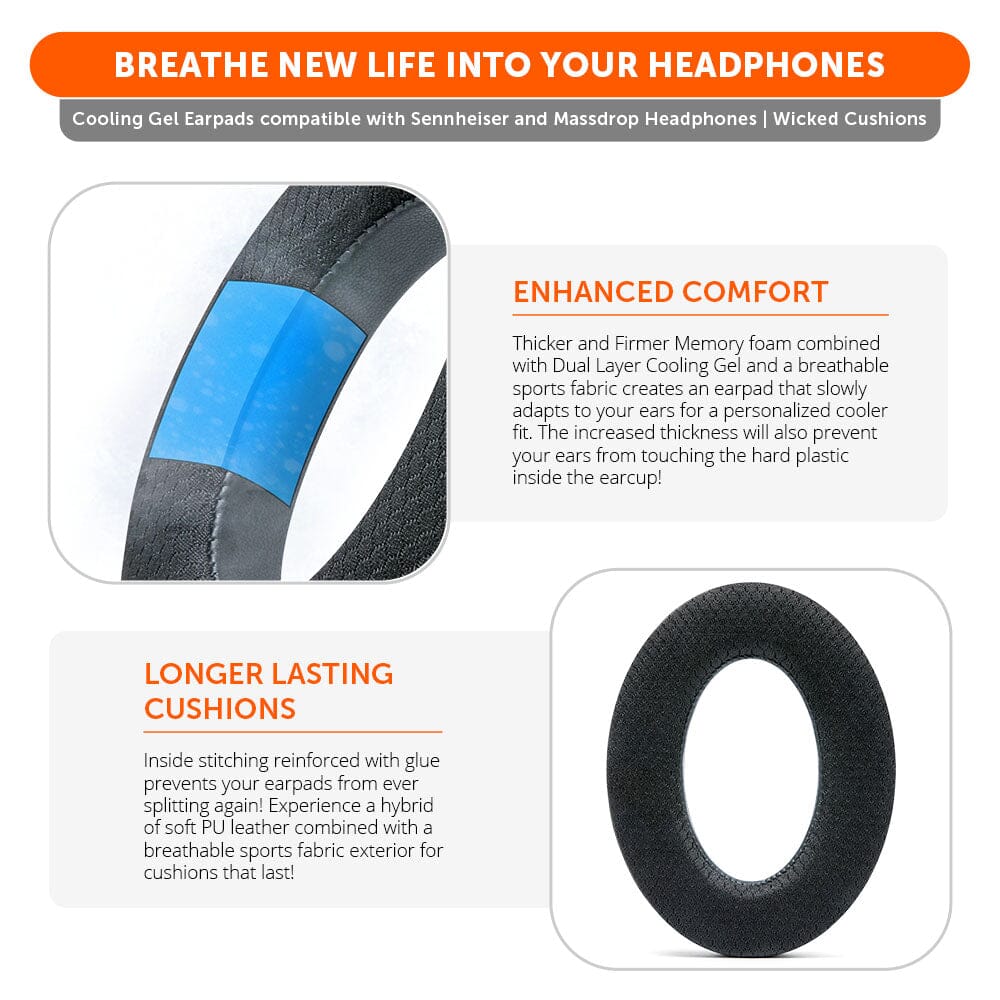 WC FreeZe Cooling Gel Earpads for Sennheiser PC38X & More