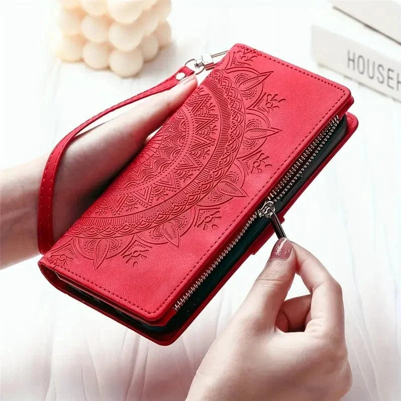 Stylish Vegan Leather Wallet Lanyard Phone Case