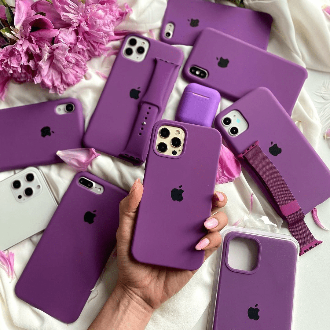 iPhone Silicone Case Eggplant Full Body Protective Phone Cover